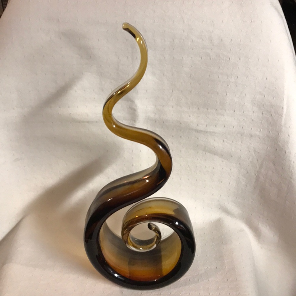 Vintage Murano Style Art Glass Sculpture Twisting Loop or Flaming Ribbon